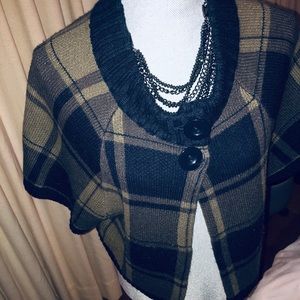 Plaid Cardigan/ Poncho